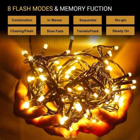 Christmas Fairy String Lights 20M 200 LED Strips Warm White Festival Decorations Party Wedding Indoor Outdoor