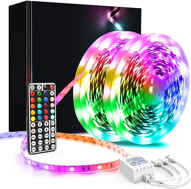 Led Strip Light, 10M Led Light Strips with 44-Keys Remote, Flexible 5050 RGB Colour Changing Led Lights for Bedroom,Party(5Mx2)