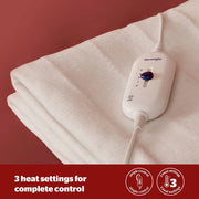 Comfort Control Electric Blanket Super King - Heated Electric Fitted Underblanket with 3 Heat Settings, Fast Heat up and Easy Fit Straps - Machine Washable - Super King - 160 X 200 Cm