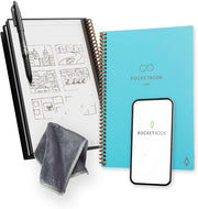 Reusable Digital Notebook - Smart Notepad A5 Grey - Wirebound Note Book to Do List Pad, Dotted Paper with Frixion Erasable Pen and Wipe, Office Gadget App Reduce Paper Waste