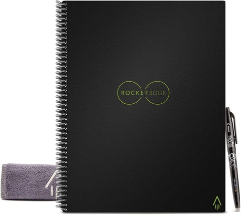 Reusable Digital Notebook - Smart Notepad A5 Grey - Wirebound Note Book to Do List Pad, Dotted Paper with Frixion Erasable Pen and Wipe, Office Gadget App Reduce Paper Waste