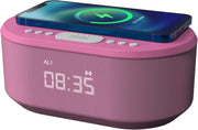 Alarm Clocks Bedside, Alarm Clock with Wireless Charging, Bluetooth Speaker, Radio Alarm Clock, Fast Qi Wireless Charger, Mains Powered, FM Radio, USB Charging Port, Dimmable, Non Ticking