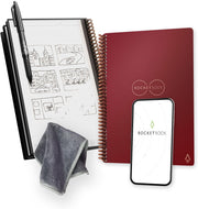 Reusable Digital Notebook - Smart Notepad A5 Grey - Wirebound Note Book to Do List Pad, Dotted Paper with Frixion Erasable Pen and Wipe, Office Gadget App Reduce Paper Waste