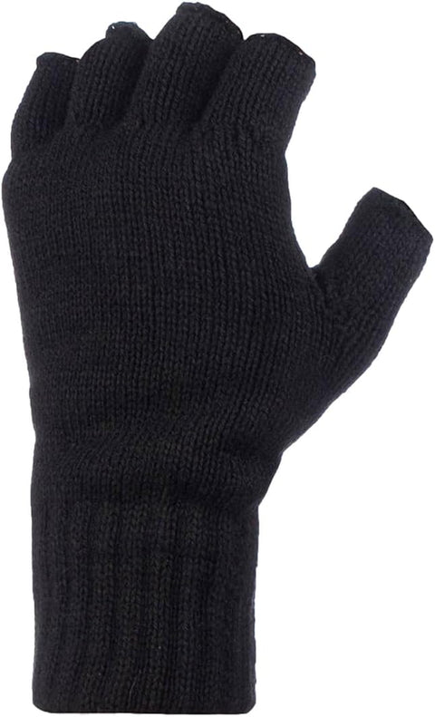 - Mens Winter Warm 2.3 TOG Fleece Lined Insulated Knit Thermal Fingerless Gloves