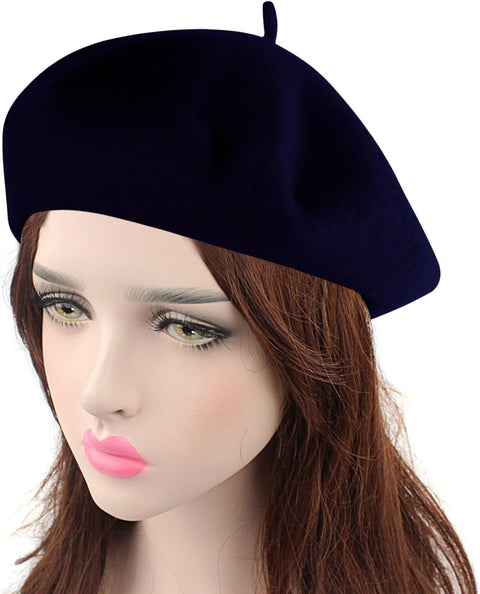 1940S Vintage Classic French Artist Solid Color Wool Beret Hat Unisex Beanie Cap