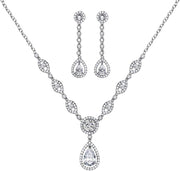 AAA Cubic Zirconia CZ Women'S Party Jewelry Set Fashion Earrings Pendant Necklace Silver Plated