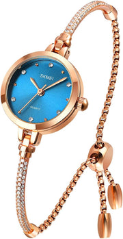 Women Watches Bracelet Diamond Ladies Female Small Rose Gold Fashion Luxury Thin Waterproof Analog Quartz Casual Girls Wife Gifts Silver Wrist Watch