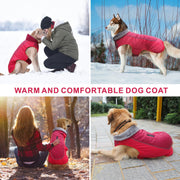 Dog Coat Warm Jacket,Waterproof Pet Coat Snowsuit,Reflective Windproof Dog Clothes for Small Medium Large Dogs Red Black