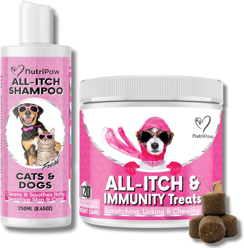 All-Itch Immunity Treats for Dogs - Soothe Itchy Paws, Eyes, Ears, Skin - Stop Itching, Licking, Scratching - Good for Small, Medium & Large Dogs - Supports Seasonal Itching - Twin Value Pack