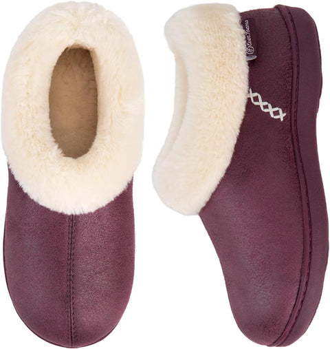 Women'S Micro Suede Fuzzy Plush Lined Slippers with Cozy Memory Foam