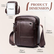 Men'S 100% Genuine Leather Cross Body Bag Casual Messenger Satchel Side Bag for Wallet Purse Mobile Phone Keys