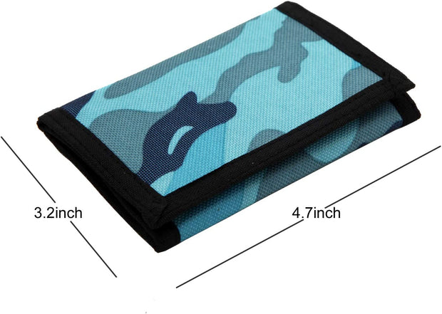 RFID Slim Camouflage Wallet for Kids/Trifold Wallets for Men/Mini Trifold Coin Purse with Zipper for Kids - Blue