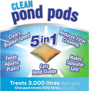 Clean Pond Pods, Clears Blanket Weed, Reduces Filter Cleaning, Feeds Aquatic Plants, Eats Pond Sludge, Removes Chlorine, Makes Tap Water Safe, Pet & Wildlife Safe (Pack of 6 Pods)