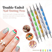 Nail Art Kit Accessories, 15Pcs Nail Art Brushes, Tools, Nail Pen Designing Dotting, Colourful Nail Foil, Stripping Manicure Tape, Rhinestone, Nail Glitter Powder, Nail File, Supplies in Nail Art Set