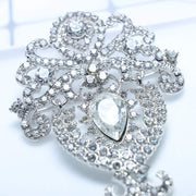 Exquisite Crown Inlaid with Diamond Corsage Silver Ladies Diamond Palace Vintage Brooch