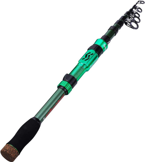 Fishing Rod Telescopic Fishing Rods Portable- 24 Ton Carbon Fiber, CNC Machined Reel Seat, Comfortable EVA Handle, Travel Fishing Pole for Bass Trout Fishing 1.8/2.1/2.4/2.7M