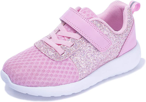 Girls Trainers Kids Athletic Shoes Toddlers Glitter Casual Lightweight Sneakers Sports Shoes Breathable Tennis Road Trail Running Shoes