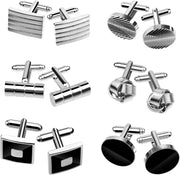 Cufflinks for Men, Fashionable Retro Striped Cuff Links Classic Tie Clips for Suit Shirt Wedding Business Graduation Gift