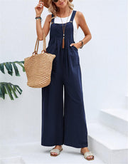 Dungarees for Women Uk Wide Leg Jumpsuit with Pocket Loose Fit Playsuits Summer Boho Romper Sleeveless Strappy Overalls