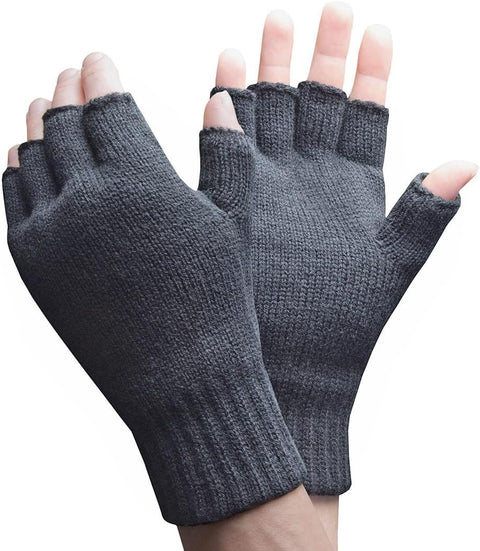 - Mens Winter Warm 2.3 TOG Fleece Lined Insulated Knit Thermal Fingerless Gloves