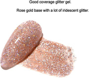 FANZEST Gel Nail Polish Led UV Gel Polish Holographic Color Sparkle Glitter Diamond Rose Gold 15Ml