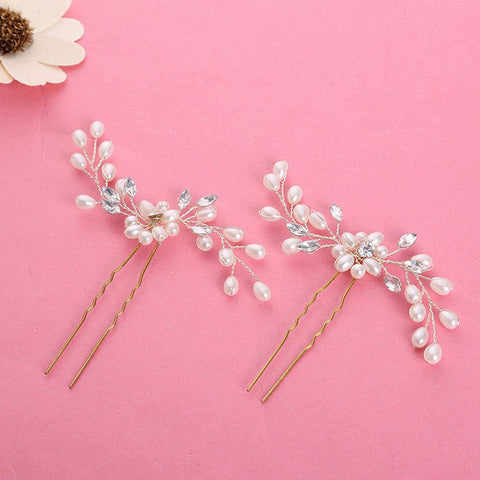 Bridal Hair Pins - 3Pcs Fashion Retro Elegant Ladies Pearl Rhinestone Hair Accessories for Wedding Bridal Jewelry Bridal Hair Accessories Headpiece Wedding Accessories (3PCS)