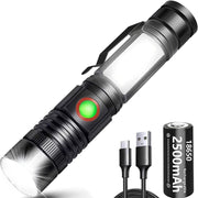 Torch Led Torches Rechargeable (Including Battery) 2000 Lumens Mini Magnet Torches Super Bright Tactical Flashlight COB Work Light Powerful Torch for Hiking Camping Walking(2 Pack)