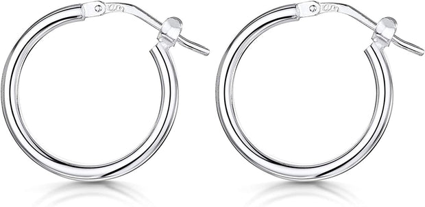 ® 925 Sterling Silver Fine Circle Hinged Hoops - round Creole Sleeper Earrings Diameter Size: 7 10 15 20 25 35 45 55 Mm