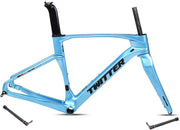 Gravel Bike Frameset 700C Carbon Road Bike Frame 45/48/51/54Cm Thru Axle F12X100Mm/R12X142Mm Disc Brake Frame Internal Routing Lightweight (Color : Geel, Size : 54CM)