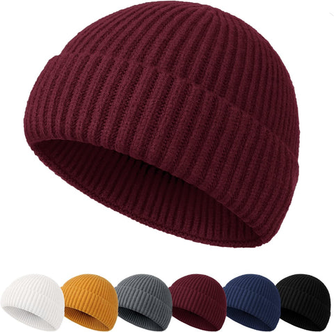 Beanie Hat Men - Fisherman Beanie Trawler Beanie Knitted Cuffed Winter Hat Skullcap Gifts for Men UK