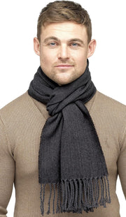 Mens Fine Soft Herringbone Textured Weave Scarf