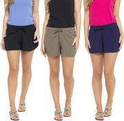 Ladies 3 Pack Cool Cotton Blend Summer Shorts Lounge Beach Shorts UK Sizes 8-22