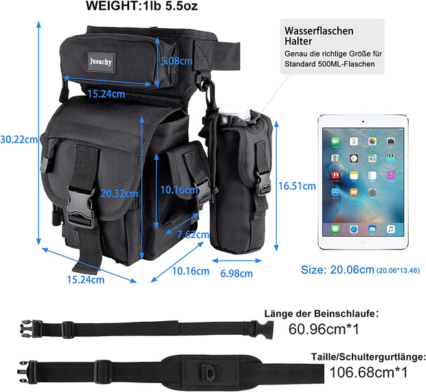 Tactical Waist Bag Drop Leg Bag Multifunctional Thigh Bag Motorcycle Leg Bag Military Hip Bag Hiking Waist Pack with Water Bottle Pouch for Motorcycling Hiking Traveling Fishing Camping