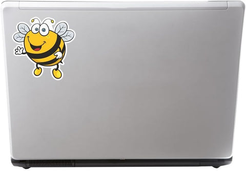 2 X 15Cm/150Mm Happy Bee Vinyl Sticker Decal Laptop Travel Luggage Car Ipad Sign Fun #5346