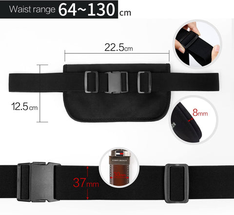 Travel Money Belt RFID against Invisible Theft Secret Wallet Hidden under Clothes Security Pouch Waterproof Waist Bumbag for Money,Cards,Passports,Smart Phone up to 6"