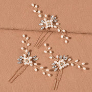 3 PCS Bridal Hair Pins,  Pearl Flower Crystal Bridal Bridesmaid Jewelry Wedding Hair Pin Clips Rhinestone Headpiece Accessories Bobby Pin