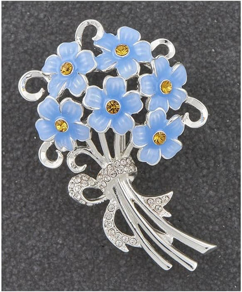 Forget Me Not Silver Plated Brooch