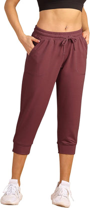 Women'S Capri Sweatpants Casual Workout Cropped Joggers Pants