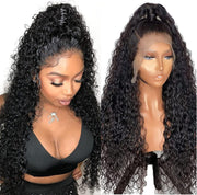 13X4 HD Lace Front Wigs Human Hair,Water Wave Curly Human Hair Wig for Black Women,180 Density Glueless Transparent Lace Frontal Wig Human Hair Pre Plucked,Brazilian Real Virgin Human Hair 16 Inch