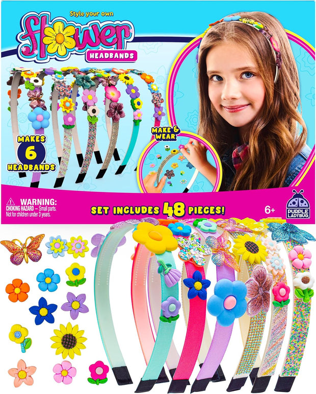 Make Your Own Flower Headbands for Girls - Creative DIY Craft Sets for Girls Hair Accessories, Birthday Presents for Kids Age 6 7 8 9 10+, Valentines Gifts for Girls, & Fun Easter Toys