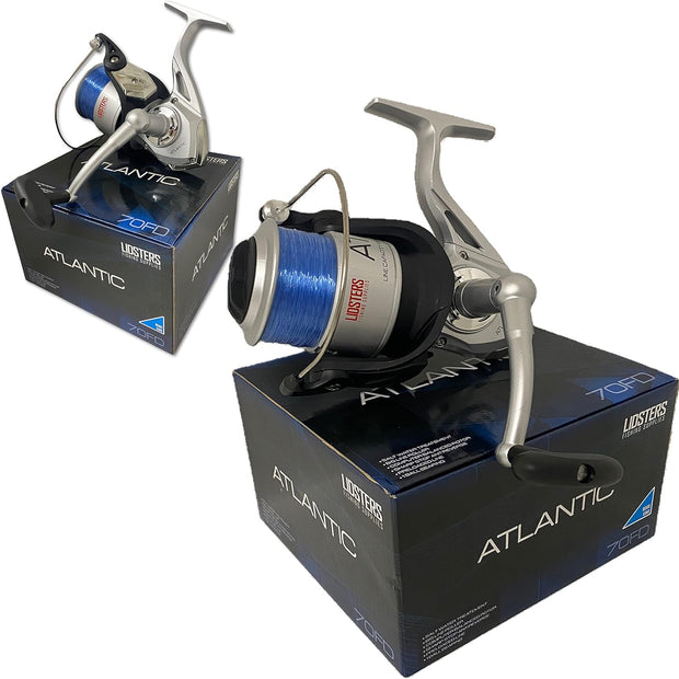 2 LARGE ATLANTIC BLUE 7000 FD SEA FISHING LIDSTER BEACH PIER REEL BLUE LINE 70