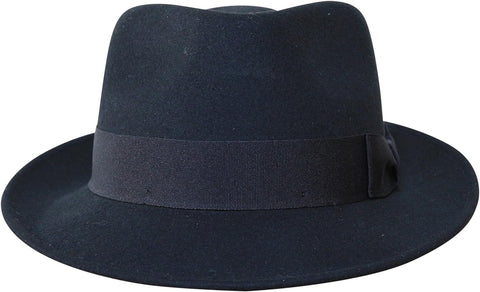 B&S Premium Doyle - Teardrop Fedora Hat - 100% Wool Felt - Crushable for Travel - Water Resistant - Unisex