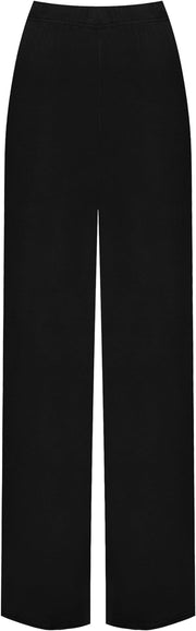 plus Size Womens Plain Palazzo Wide Leg Flared Ladies Trousers Pant