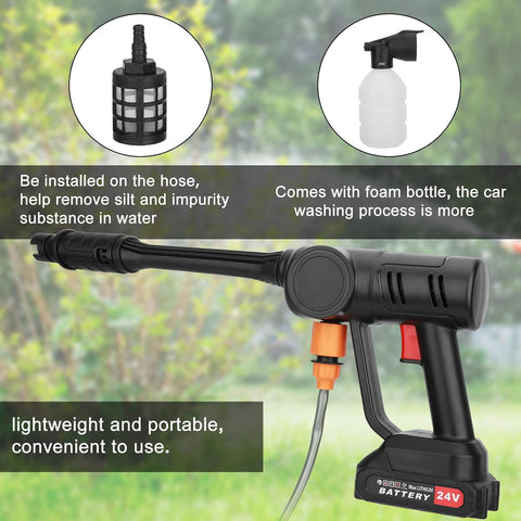 8 in 1 Cordless Pressure Washer, Portable Power Washer with Rotate Adjustable 0-45 Angle Nozzle,Car Washer 725 PSI,21 V High Pressure Washer with Water Tank and 2Xbattery for Car Fence Cleaning.