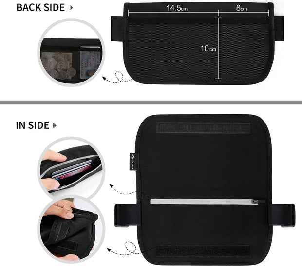 Travel Money Belt RFID against Invisible Theft Secret Wallet Hidden under Clothes Security Pouch Waterproof Waist Bumbag for Money,Cards,Passports,Smart Phone up to 6"