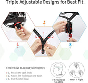 Bike Helmet Men, Mountain Cycle Helmets Ladies with Visor Adjustable Size 56-62CM Large Lightweight 18 Vents Bicycle Cycling for Teenagers Women Men Sport Headwear