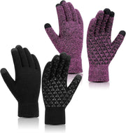 Winter Warm Gloves, Touchscreen Knitted Gloves, anti Slip Thermal Windproof Driving Running Cycling Gloves for Men Women