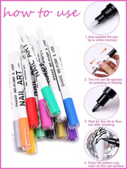 12 Color 3D Nail Art Pens Set,  Nail Point Graffiti Dotting Pen Drawing Painting Liner Brush for DIY Nail Art Beauty Adorn Manicure Tools for Halloween Christmas