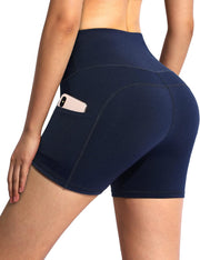 Women Sports Shorts High Waisted Yoga Shorts Tummy Control Shorts with Pockets Running Exercise Cycling