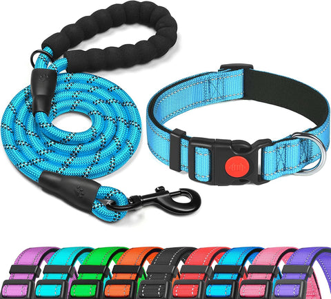 Reflective Dog Collar Padded with Soft Neoprene Breathable Adjustable Nylon Dog Collars for Small Medium Large Dogs